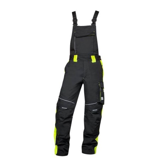 Salopeta cu pieptar calitate premium tercot kanvas 270g/m2 Neon Negru si galben Salopeta cu pieptar calitate premium tercot kanvas 270g/m2 Neon Negru si galben