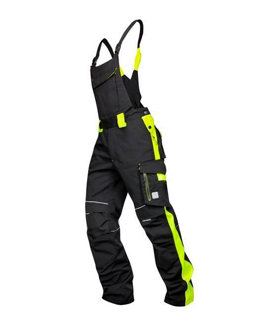 Salopeta cu pieptar calitate premium  tercot kanvas 270g/m2 Neon Negru si galben