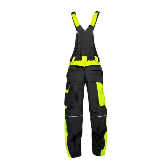 Salopeta cu pieptar calitate premium tercot kanvas 270g/m2 Neon Negru si galben Salopeta cu pieptar calitate premium tercot kanvas 270g/m2 Neon Negru si galben