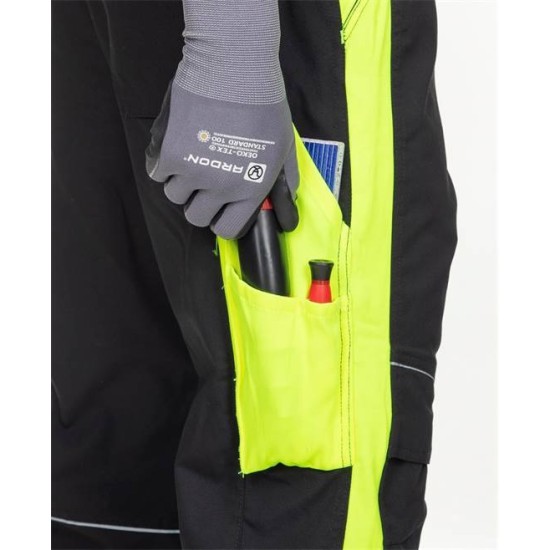 Salopeta cu pieptar calitate premium tercot kanvas 270g/m2 Neon Negru si galben Salopeta cu pieptar calitate premium tercot kanvas 270g/m2 Neon Negru si galben