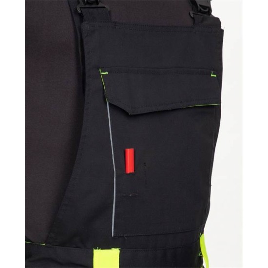 Salopeta cu pieptar calitate premium tercot kanvas 270g/m2 Neon Negru si galben Salopeta cu pieptar calitate premium tercot kanvas 270g/m2 Neon Negru si galben