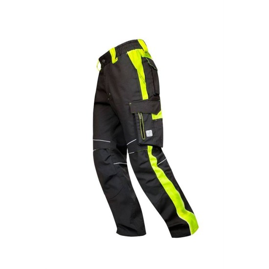 Pantaloni de lucru calitate premium, tercot kanvas 270g/m2 Neon Negru si galben Pantaloni de lucru calitate premium, tercot kanvas 270g/m2 Neon Negru si galben