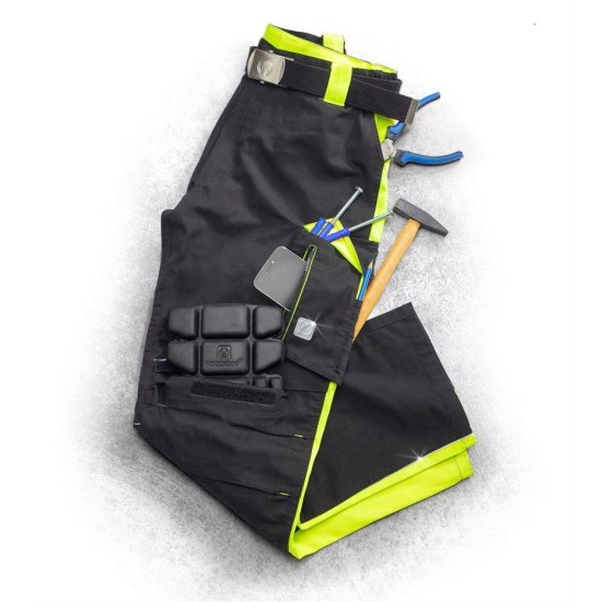 Pantaloni de lucru calitate premium, tercot kanvas 270g/m2 Neon Negru si galben Pantaloni de lucru calitate premium, tercot kanvas 270g/m2 Neon Negru si galben