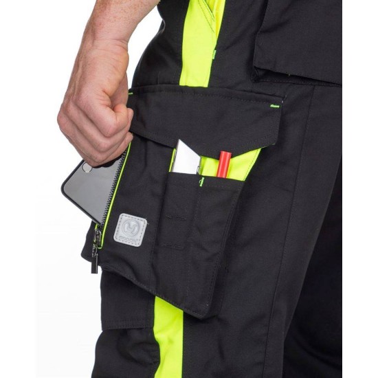 Pantaloni de lucru calitate premium, tercot kanvas 270g/m2 Neon Negru si galben Pantaloni de lucru calitate premium, tercot kanvas 270g/m2 Neon Negru si galben