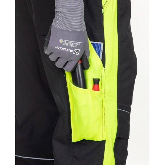 Pantaloni de lucru calitate premium, tercot kanvas 270g/m2 Neon Negru si galben Pantaloni de lucru calitate premium, tercot kanvas 270g/m2 Neon Negru si galben