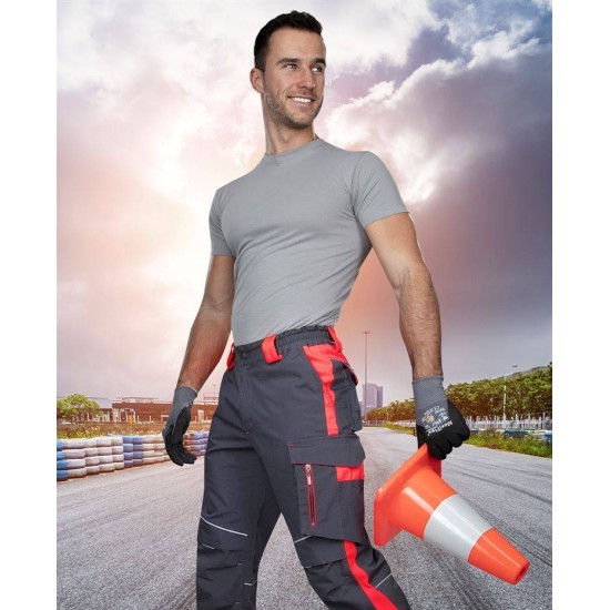 Pantaloni de lucru calitate premium, tercot kanvas 270g/m2 Neon Gri si rosu Pantaloni de lucru calitate premium, tercot kanvas 270g/m2 Neon Gri si rosu