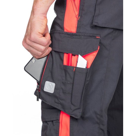 Pantaloni de lucru calitate premium, tercot kanvas 270g/m2 Neon Gri si rosu Pantaloni de lucru calitate premium, tercot kanvas 270g/m2 Neon Gri si rosu