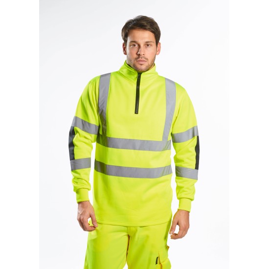 Hanorac HiVis reflectorizant cu fermoar scurt, 300g/m2 [B308] Galben