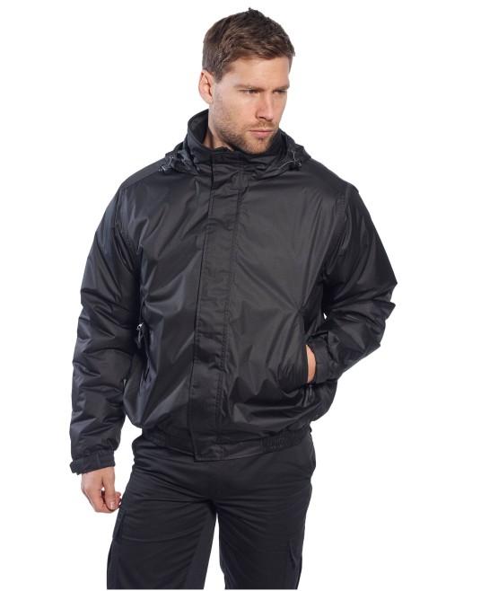Jacheta vatuita cu gluga, impermeabila, captuseala fleece, Negru