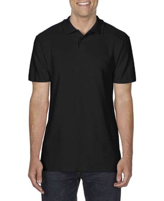Tricou polo Gildan softstyle, 100% bumbac, densitate 177g/m2, inchidere cu 2 nasturi Negru