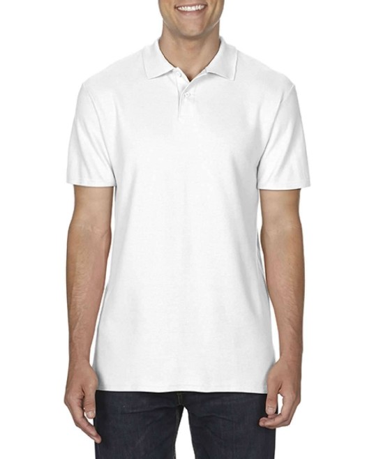 Tricou polo Gildan softstyle, 100% bumbac, densitate 177g/m2, inchidere cu 2 nasturi Alb