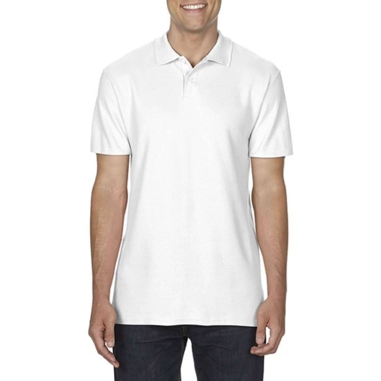 Tricou polo Gildan softstyle, 100% bumbac, densitate 177g/m2, inchidere cu 2 nasturi Alb