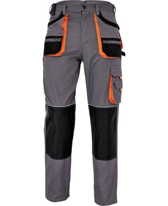 Pantaloni de lucru  Carl, tercot 235g/m2, Gri cu portocaliu