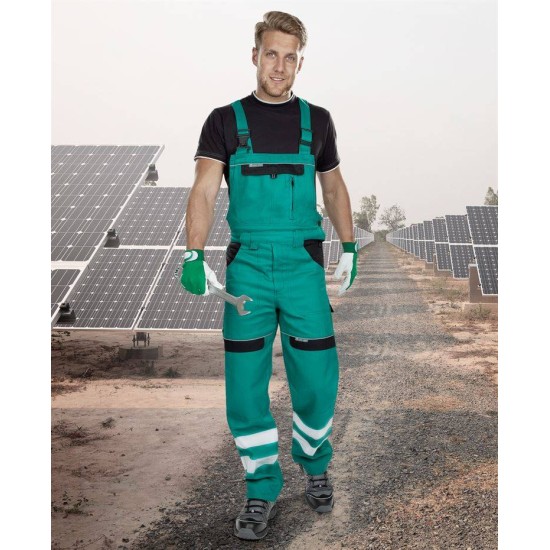 Salopeta reflectorizanta cu pieptar Cool Trend Reflex verde, 100% bumbac, 260g/m2 Verde Salopeta reflectorizanta cu pieptar Cool Trend Reflex verde, 100% bumbac, 260g/m2 Verde