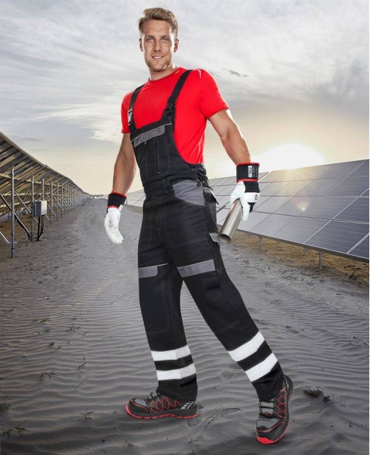 Salopeta reflectorizanta cu pieptar Cool Trend Reflex negru, 100% bumbac, 260g/m2 Negru