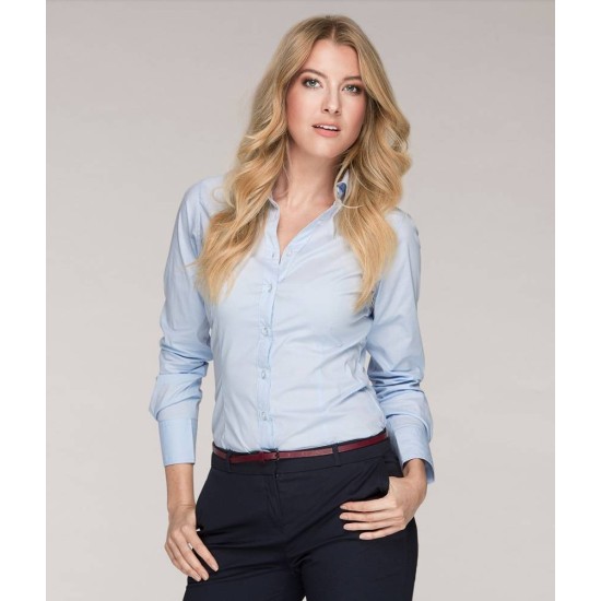 Camasa cu maneca lunga pentru femei, model slim fit, 105g/m2 [263 Dynamic] Alb