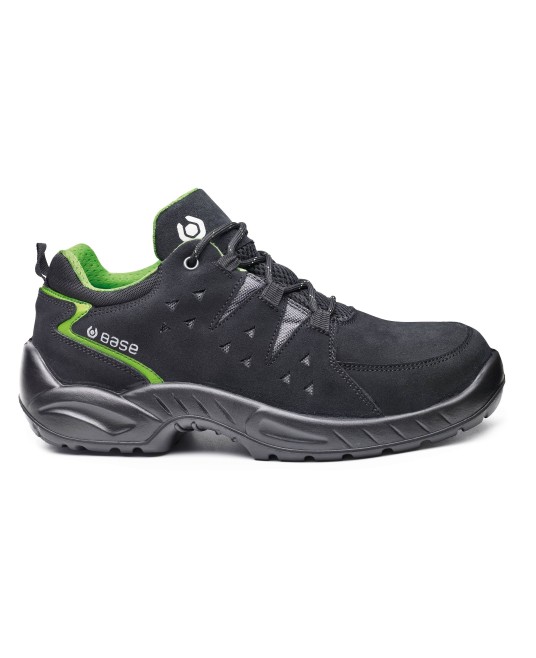 Pantofi de protectie Harlem Base, S1P, bombeu metalic Negru si verde