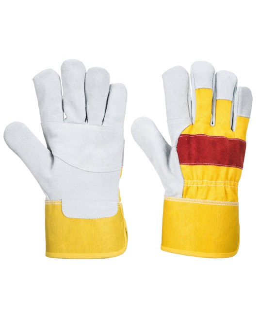 Manusi de protectie din piele spalt, Rigger Premium [A219] Galben si rosu
