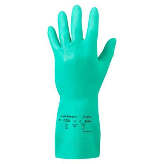 Ansell 37-676 Sol-Vex Manusi de protectie antichimica, nitril, reutilizabile Verde Ansell 37-676 Sol-Vex Manusi de protectie antichimica, nitril, reutilizabile Verde
