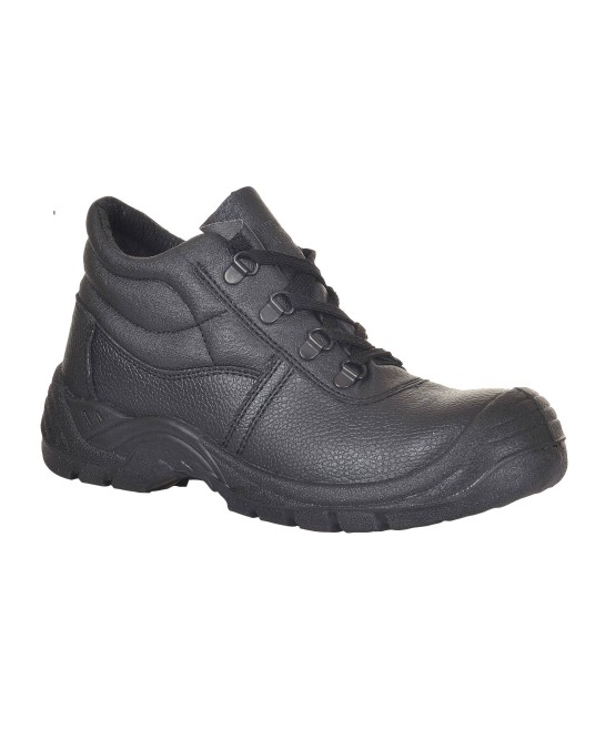 Bocanci de protectie S1P cu bombeu, piele spaltuita [FW09] Negru