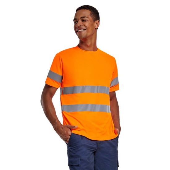 Tricou reflectorizant cu maneca scurta, 130g/mp Portocaliu