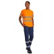 Tricou reflectorizant cu maneca scurta, 130g/mp Portocaliu si bleumarin