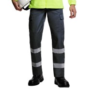 Pantaloni de lucru cu dungi reflectorizante Daily  Gri inchis