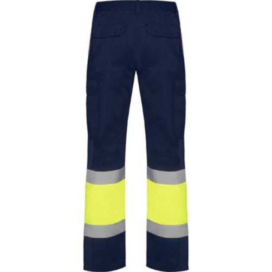 Pantaloni subtiri cu dungi reflectorizante, 200g/m2 Galben si bleumarin Pantaloni subtiri cu dungi reflectorizante, 200g/m2 Galben si bleumarin