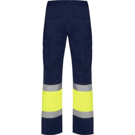 Pantaloni subtiri cu dungi reflectorizante, 200g/m2 Galben si bleumarin