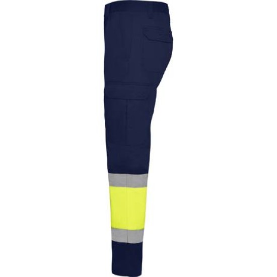 Pantaloni subtiri cu dungi reflectorizante, 200g/m2 Galben si bleumarin
