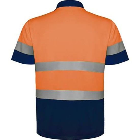 Tricou polo HiVis reflectorizant, 170g/mp Portocaliu si bleumarin