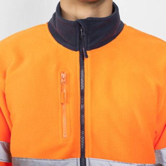 Jacheta fleece reflectorizanta Bleumarin si portocaliu Jacheta fleece reflectorizanta Bleumarin si portocaliu