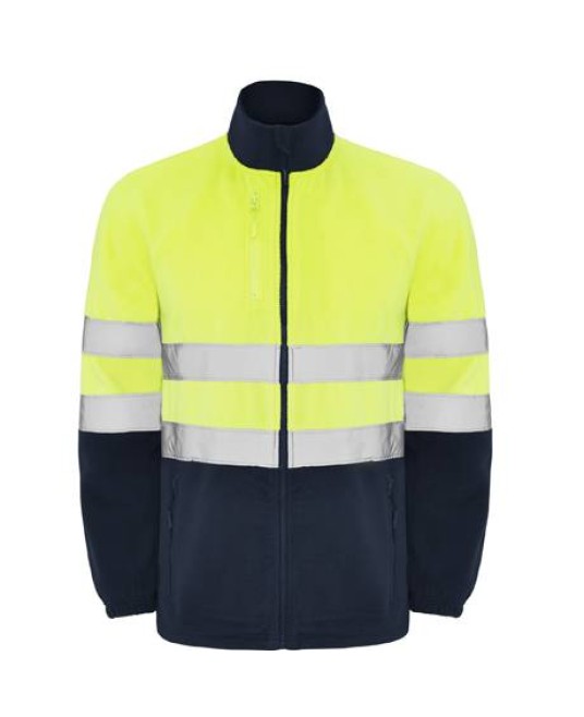 Jacheta fleece reflectorizanta Galben si bleumarin
