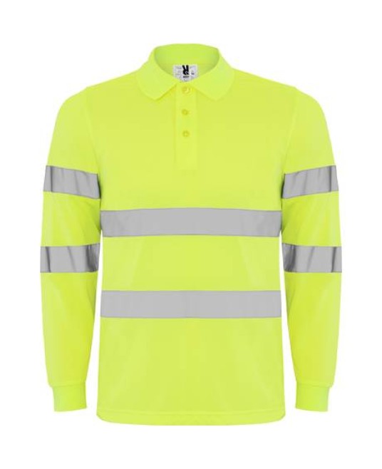 Tricou polo reflectorizant, cu maneca lunga Galben