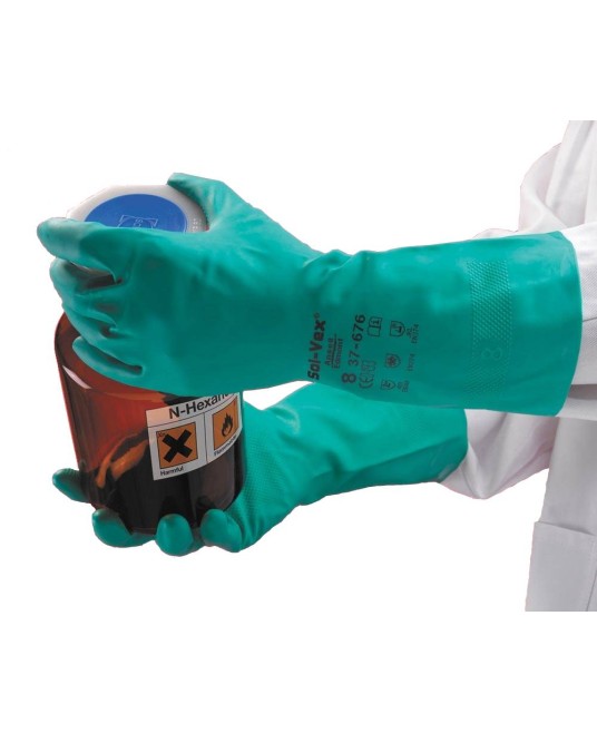 Ansell 37-676 Sol-Vex Manusi de protectie antichimica, nitril, reutilizabile Verde