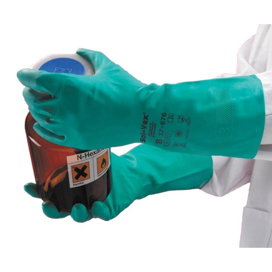 Ansell 37-676 Sol-Vex Manusi de protectie antichimica, nitril, reutilizabile Verde Ansell 37-676 Sol-Vex Manusi de protectie antichimica, nitril, reutilizabile Verde