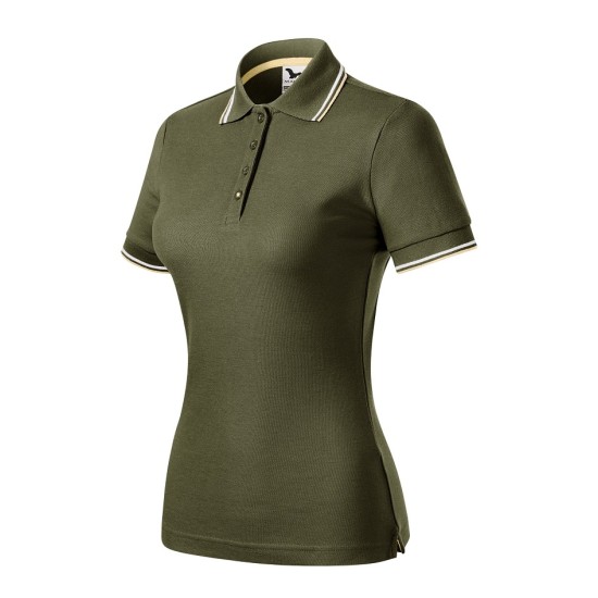 Tricou polo subtire, 180 g/mp, pentru femei, Malfini Focus 233, military Tricou polo subtire, 180 g/mp, pentru femei, Malfini Focus 233, military