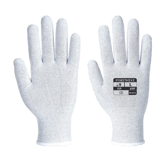 Manusi de protectie ESD, tricotate din nylon si fibra carbon [A197] Gri