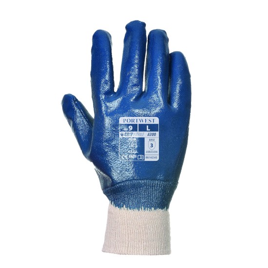 Manusi de protectie din nitril, rezistente la uleiuri si carburanti, manseta stransa[A300] Bleumarin