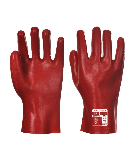 Manusi de protectie din PVC, lungime 27 cm [A427] Rosu