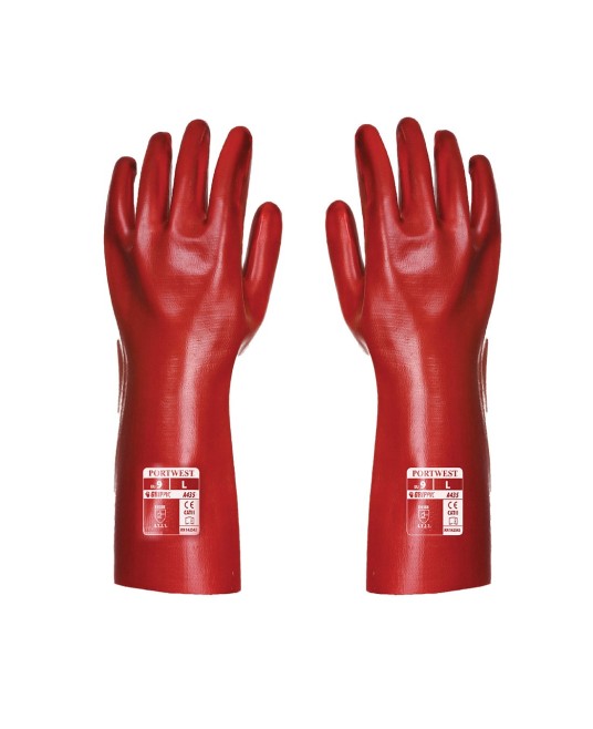 Manusi de protectie din PVC, lungime 35 cm [A435] Rosu