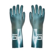 Manusi de protectie antichimica, PVC dublu impregnat, 35 cm [A835] Verde