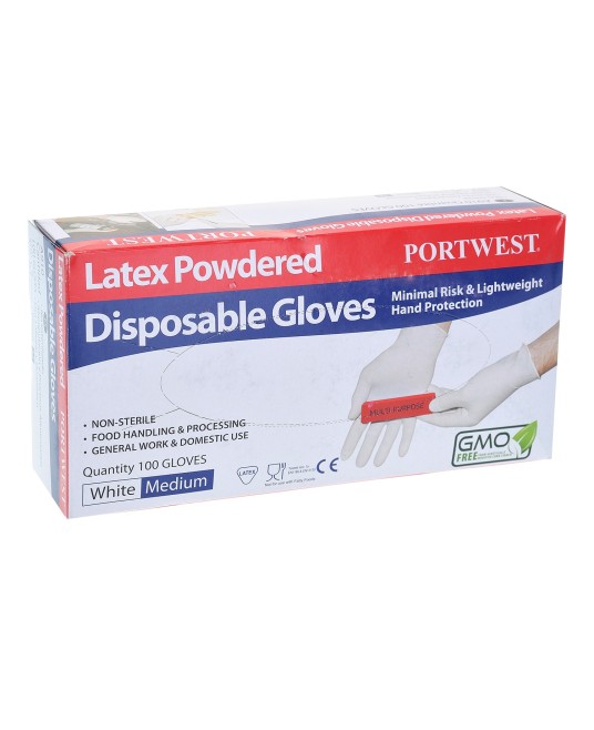 Manusi de protectie de Unica Folosinta din Latex, pudrate, 100 buc [A910] Alb