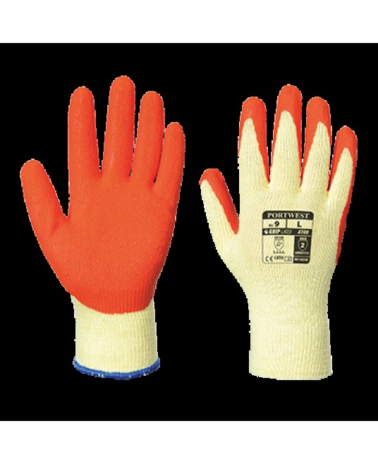 Manusi de protectie bumbac imersate in latex Grip [A100] Portocaliu