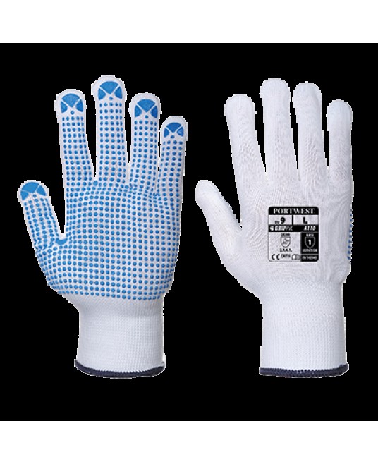 Manusi din nylon cu picouri PVC [A110] Alb si albastru