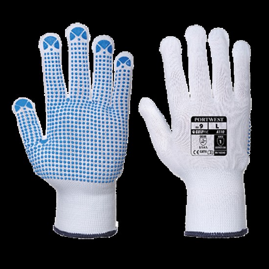 Manusi din nylon cu picouri PVC [A110] Alb si albastru
