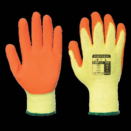 Manusi de protectie imersate in latex Fortis Grip [A150] Portocaliu