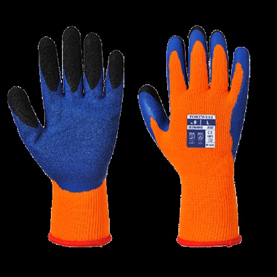 Manusi de protectie termica frig, impregnare dubla latex [A185] Portocaliu si albastru