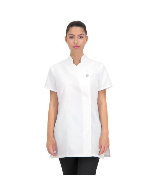 Halat scurt cu fermoar, poliester 180g/mp, alb