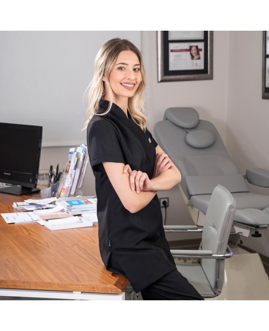 Halat scurt cu fermoar, poliester 180g/mp, negru